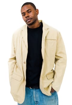 Close-up of a young man posing isolated over white