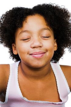 Beautiful girl day dreaming isolated over white