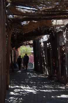 Stalls in the souk of Marrakech being deserted during the hottest time of the day