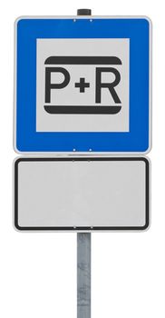 german traffic sign - park and ride with copy space and clipping path