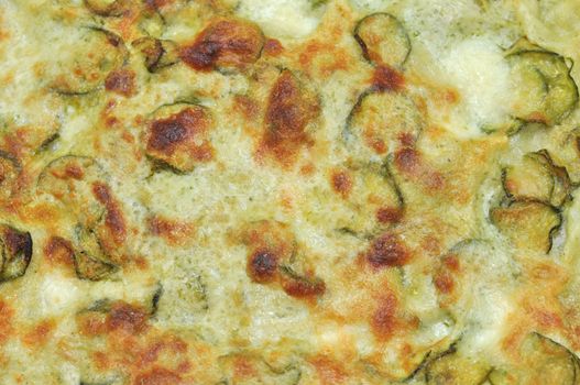 Detail of courgettes (zucchini) omelette vegetarian food