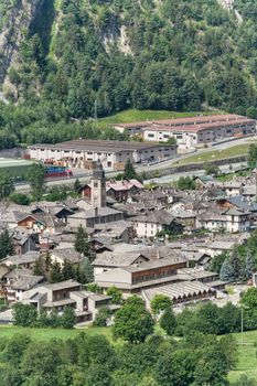 aerial view of Morgex, little town in Aosta Valley, Italy