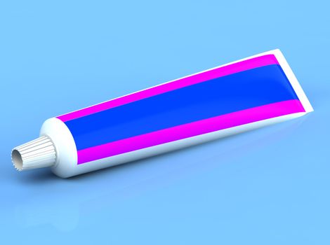 3d rendered toothpase on the blue background