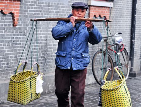  Chinese food seller in the street of Shanghai China