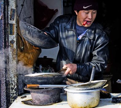 chinese cook  in shanghai china