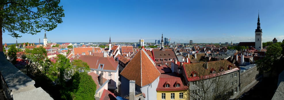 180 degree panoramic view of Tallinn, Estonia, as seen from the upper city.
