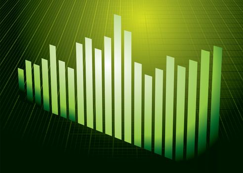 Financial graph background in different shades of green