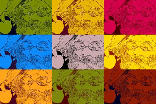 Christmas background santa face pop art style