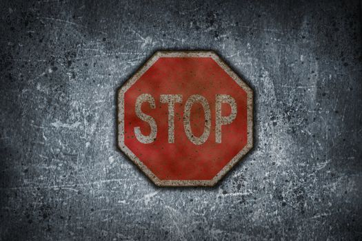 stop sign on grunge background - illustration