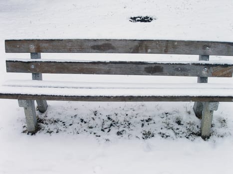  Winter in park with bench    