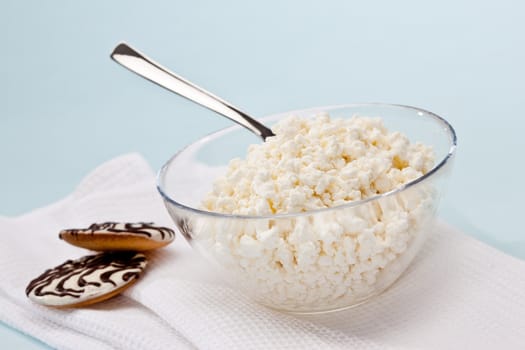 food series: glassy bowl with cottage cheese and pastry