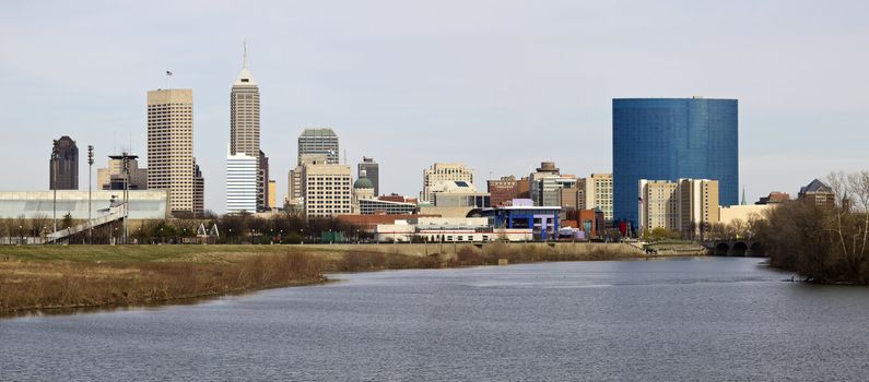 Panoramic Indianapolis - distant view accross the river