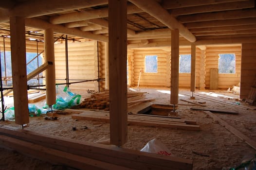 Building of a log house