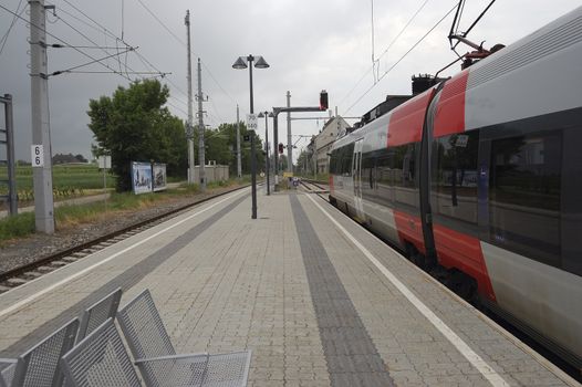 Electric train on Railroad Station