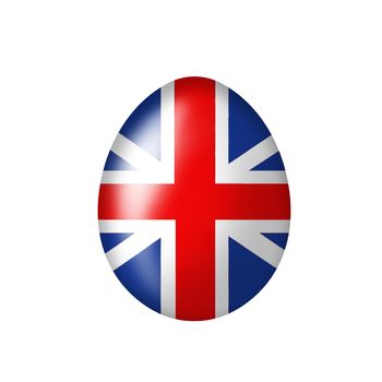 Easter egg with an English flag on a white background 