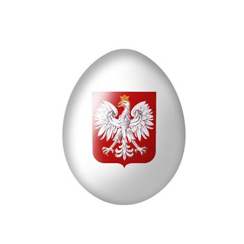 Easter egg with a Polish flag on a white background 