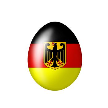 Easter egg with a German flag on a white background 