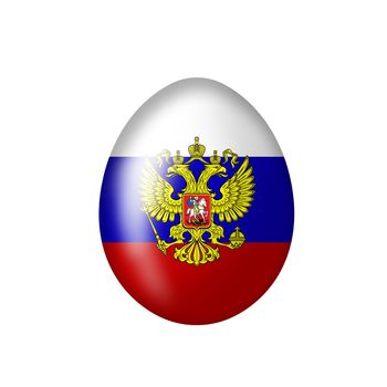 Easter egg with a Russian flag on a white background 