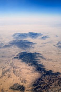 Distant skyline of Mountain Range. Panoramic view