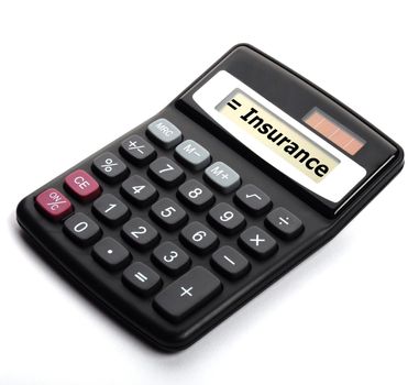 insurance or risk concept with calculator showing financial security