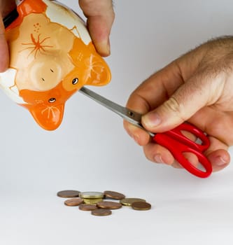 using trimmer for getting money out of piggy bank