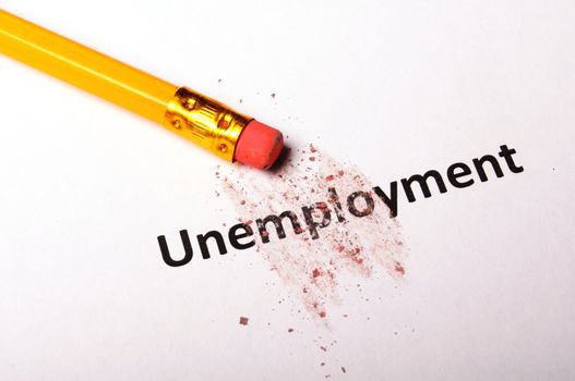unemployment word and eraser showing job or work concept