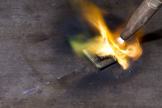 burning cpu with blow pipe.