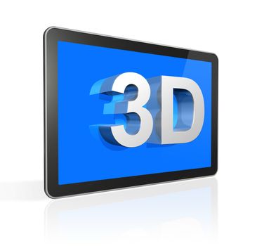 three dimensional television screen with 3D text. isolated on white with 2 clipping paths : one for global scene and one for the screen