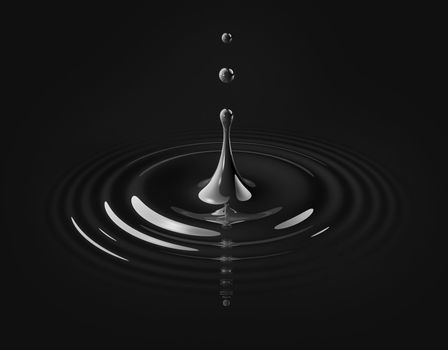 drop of oil splashing and making ripple. 3D illustration
