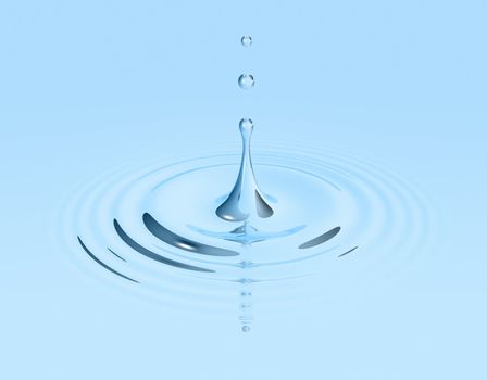 waterdrop splashing and making ripple. 3D illustration