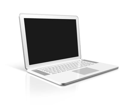 3D white laptop computer isolated on white with 2 clipping path : one for global scene and one for the screen