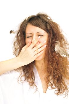 young woman awakening in the morning