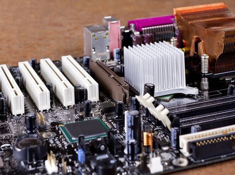modern computer main board in close up view