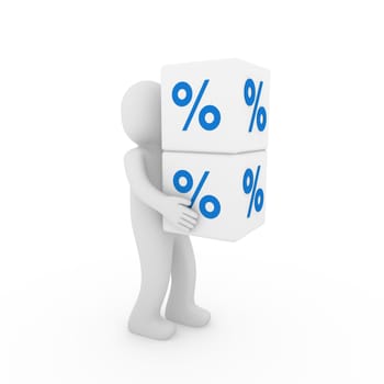 3d human blue sale cube success white business