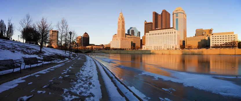 Winter in Columbus, Ohio - panoramic view of the city