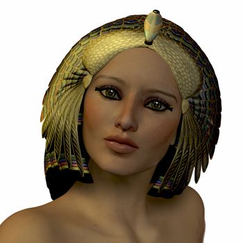 The ancient Egyptian female wore beautiful headdresses and dark makeup around their eyes.