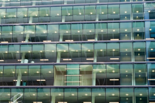 Shot of modern buildings, steel and glass, windows