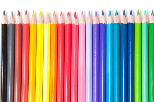 Shot of multicolored pencils isolated on white