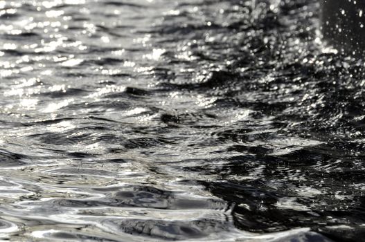 Small water droplets floating on the water surface, natural background