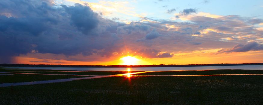 Sunset over Lake Arbuckle of the Lake Wales Ridge State Forest in central Florida.