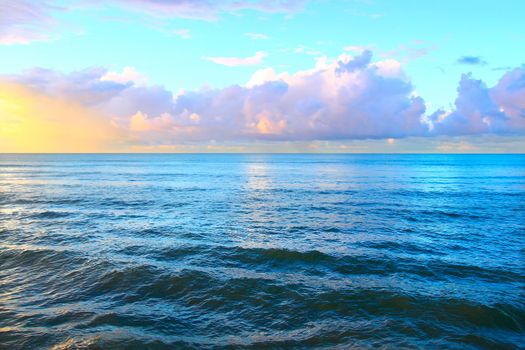 Beautiful Caribbean sunset on the west coast of Puerto Rico.