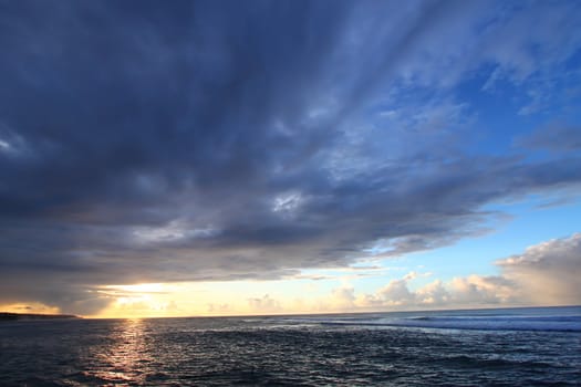 Beautiful Caribbean sunset on the west coast of Puerto Rico.