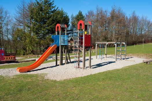 Modern design colorful playground and slide facilities and rope climbing