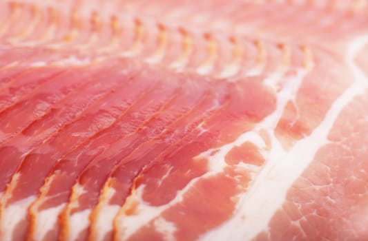 Fresh ham slices. Closeup view.