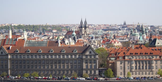 beautiful views of the city in summer. Prague, Czech Republic.