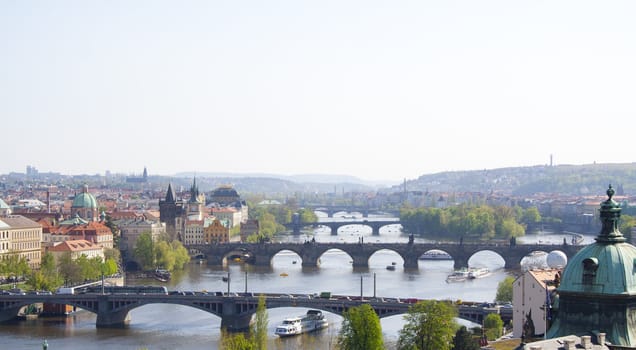 beautiful views of the city in summer. Prague, Czech Republic.