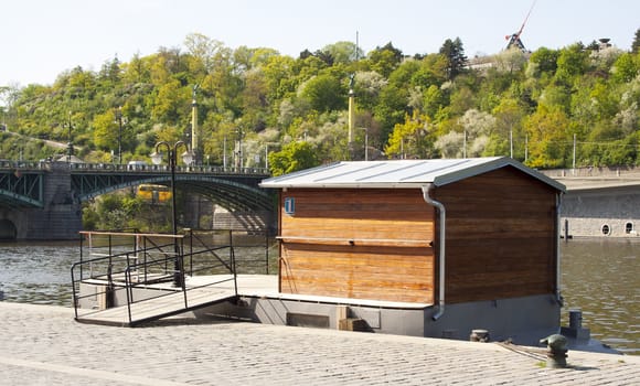 marina for boats, hut. Prague, Czech Republic