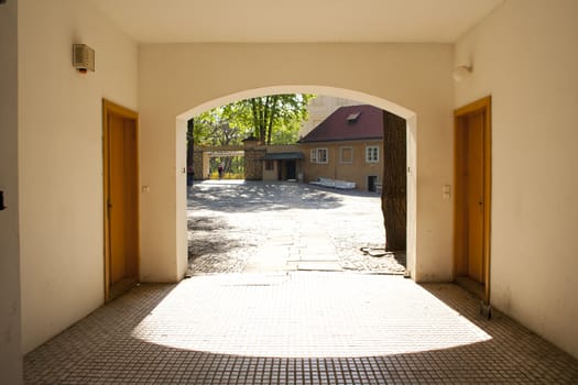 tunnel passageway, the light at the end of the tunnel. Prague, Czech Republic