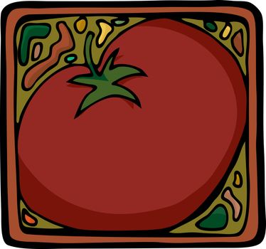 Square design for tomatoes or ingredients as a label, icon or background