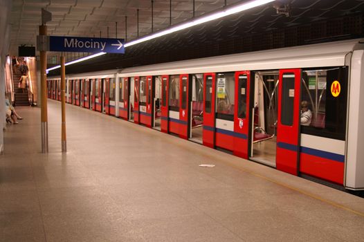 Subway arriving at station